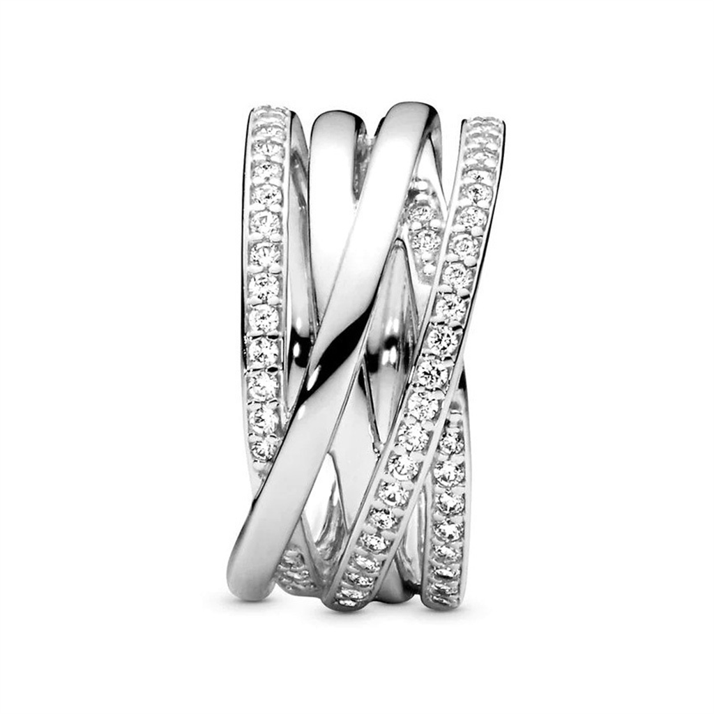 Pandora Timeless Sparkling And Polished Lines Ring Size 5