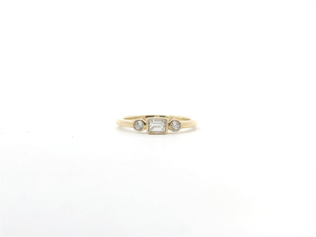 14K Yellow Gold And Diamond Stackable Fashion Ring