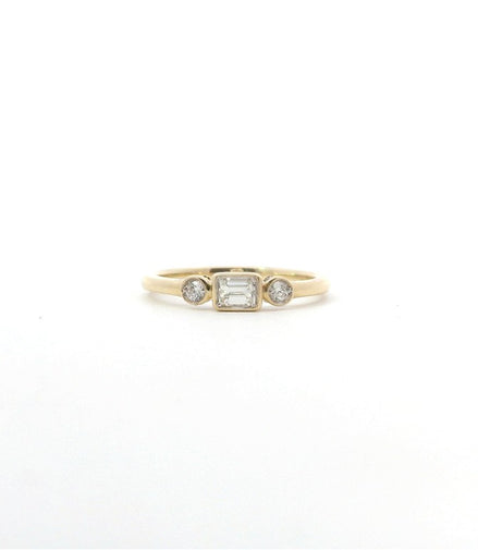 14K Yellow Gold And Diamond Stackable Fashion Ring