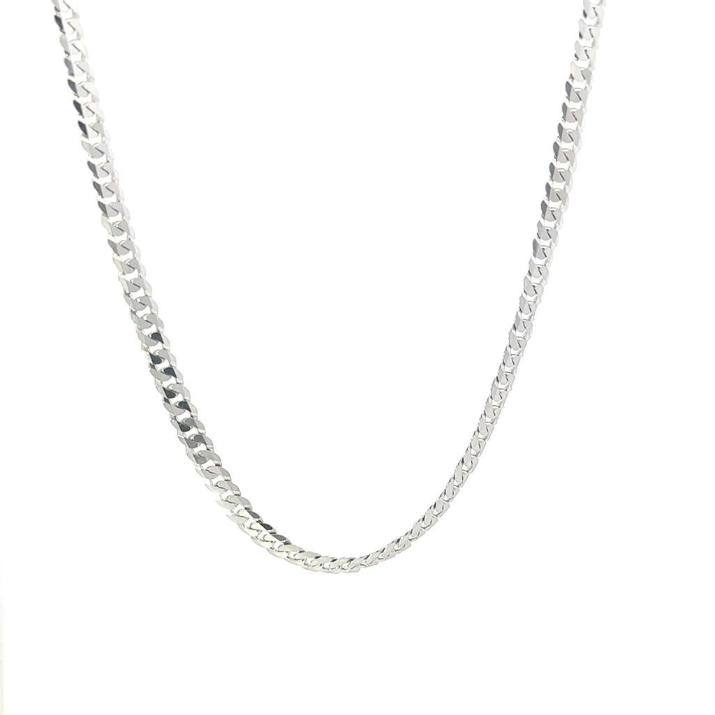 14K White Gold Flat Curb Link Chain 24"