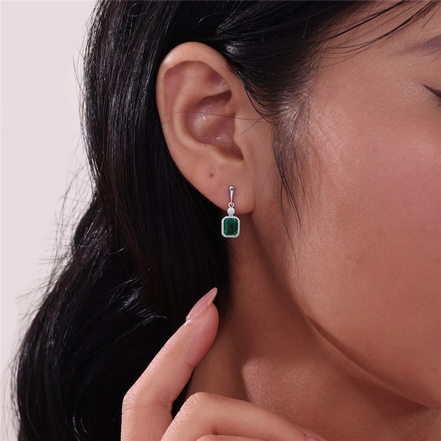 Lafonn 1.82 CTW Simulated Diamond and Emerald May Birthstone Dangle Earrings