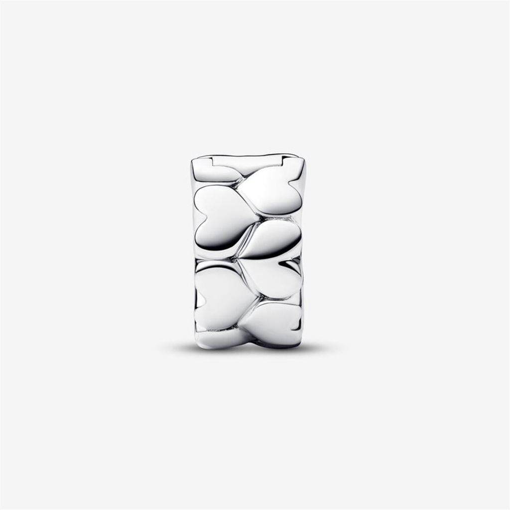 Pandora Moments Silver Heart Pattern Clip Charm