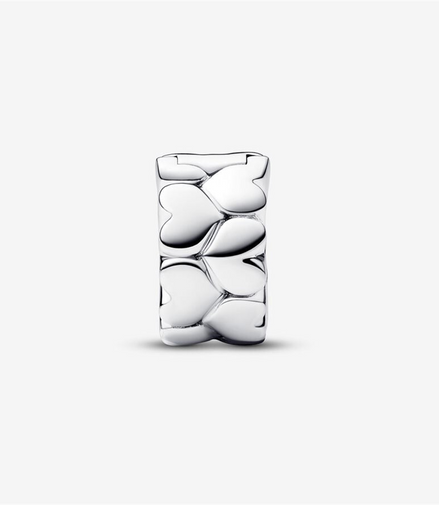 Pandora Moments Silver Heart Pattern Clip Charm