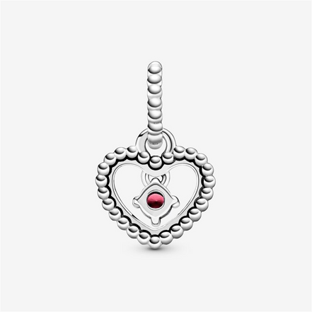Pandora Moments January Dark Red Beaded Heart Dangle Charm
