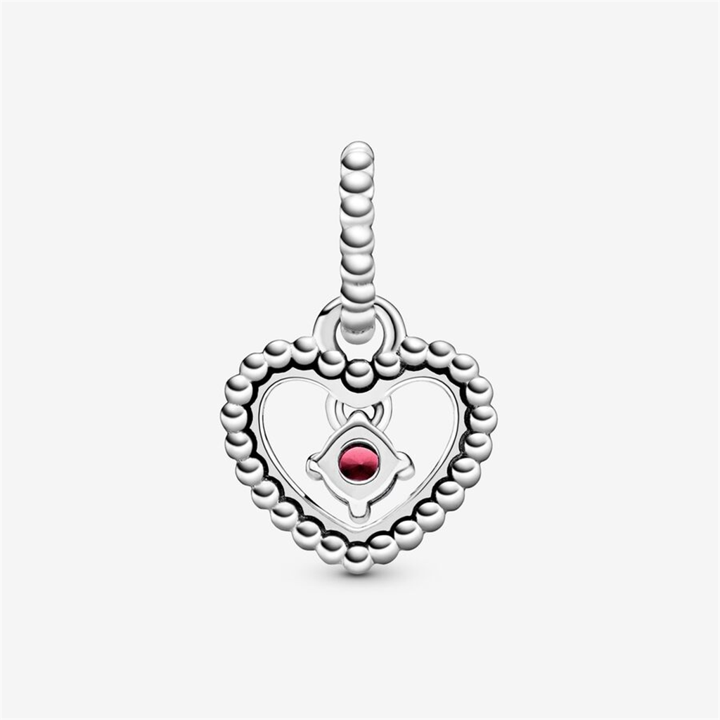 Pandora Moments January Dark Red Beaded Heart Dangle Charm