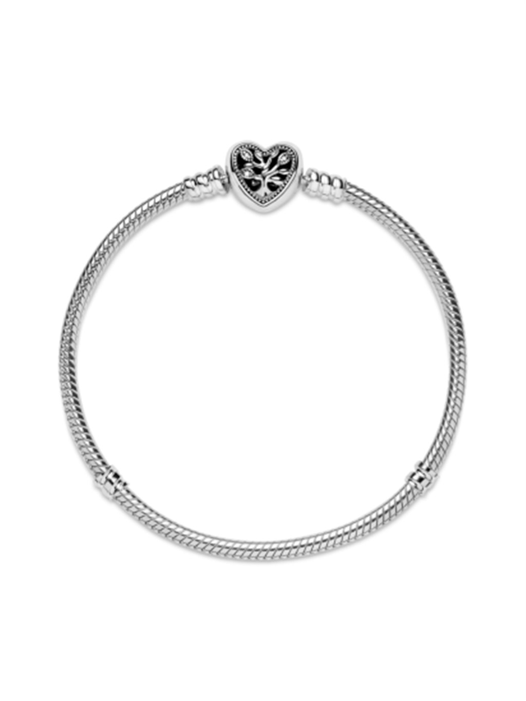 Pandora Moments Family Tree Heart Clasp Snake Chain Bracelet Size 17