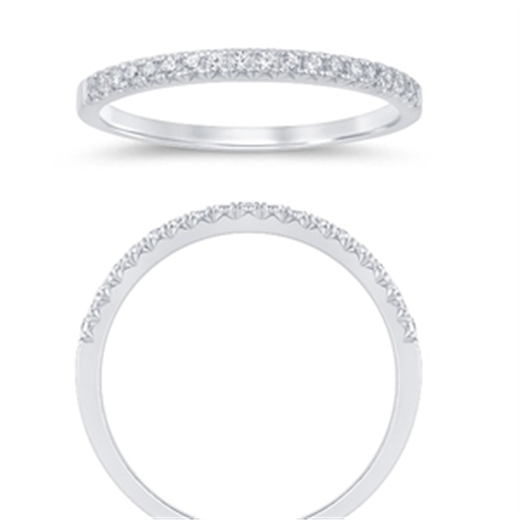 14K White Gold 0.16 CTW Diamond French Pave' Set Half Eternity Band