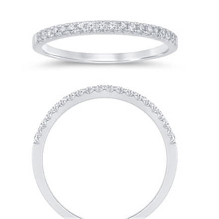 14K White Gold 0.16 CTW Diamond French Pave' Set Half Eternity Band