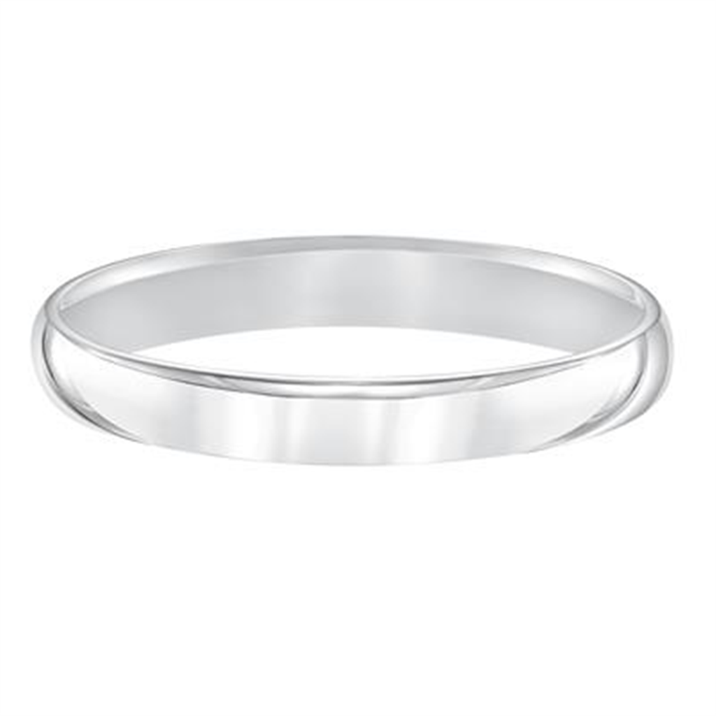 Low Dome 14K White Gold 3MM Comfort Fit Plain Wedding Band Size 7
