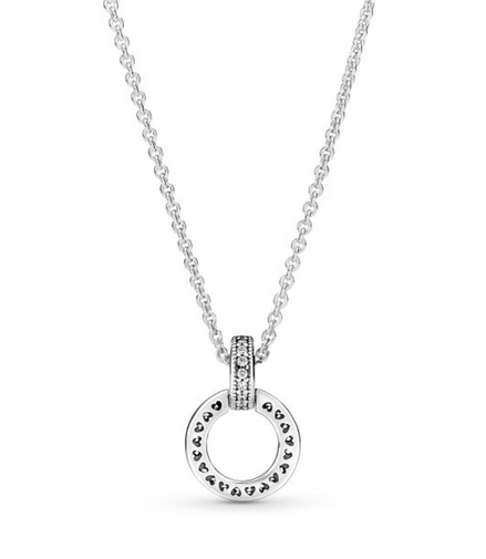 Pandora Signature Double Circle Pendant & Necklace 45 cm