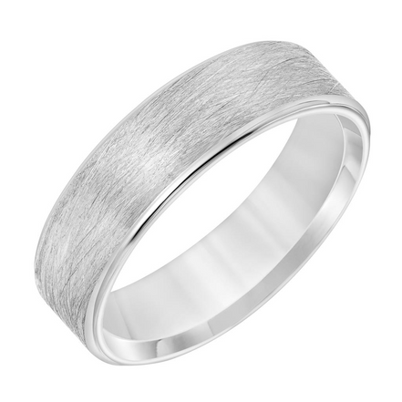 Frederick Goldman Men's 14k White Gold Wire Finish Wedding Band