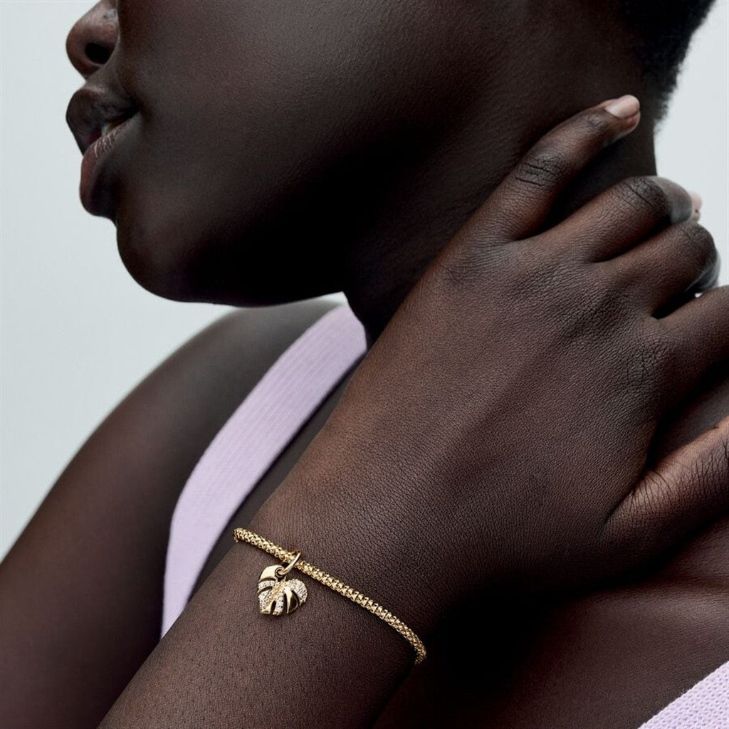 Pandora Moments Sparkling Monstera Leaf Dangle Charm