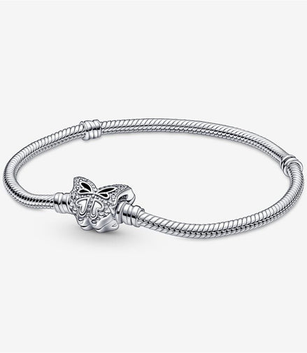 Pandora Moments Butterfly Clasp Snake Chain Bracelet Size 19