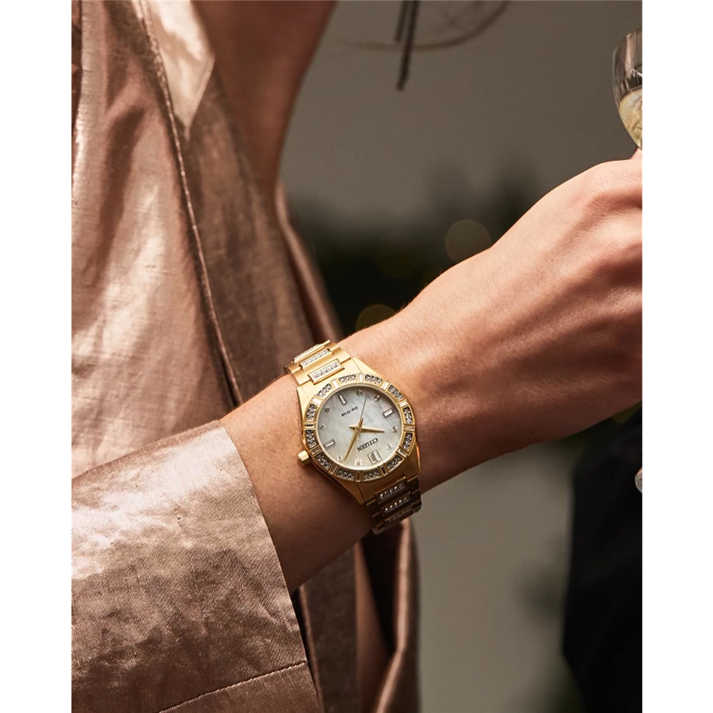 Citizen Ladies Eco-Drive Crystal Gold-Tone Bracelet Watch