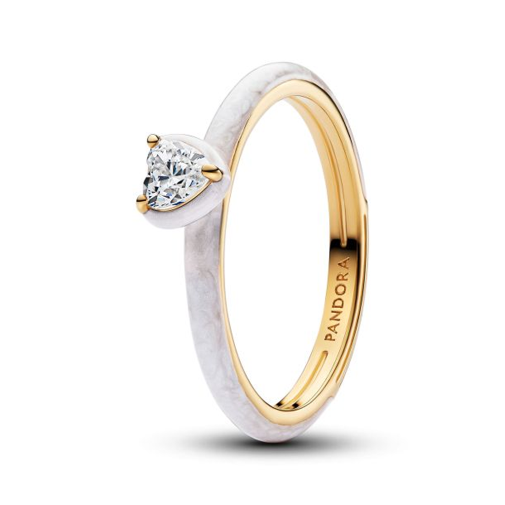 Pandora ME White Chakra Heart Gold-Plated Ring Size 54