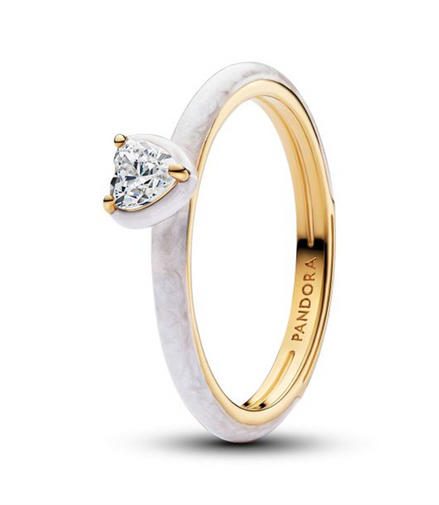 Pandora ME White Chakra Heart Gold-Plated Ring Size 54