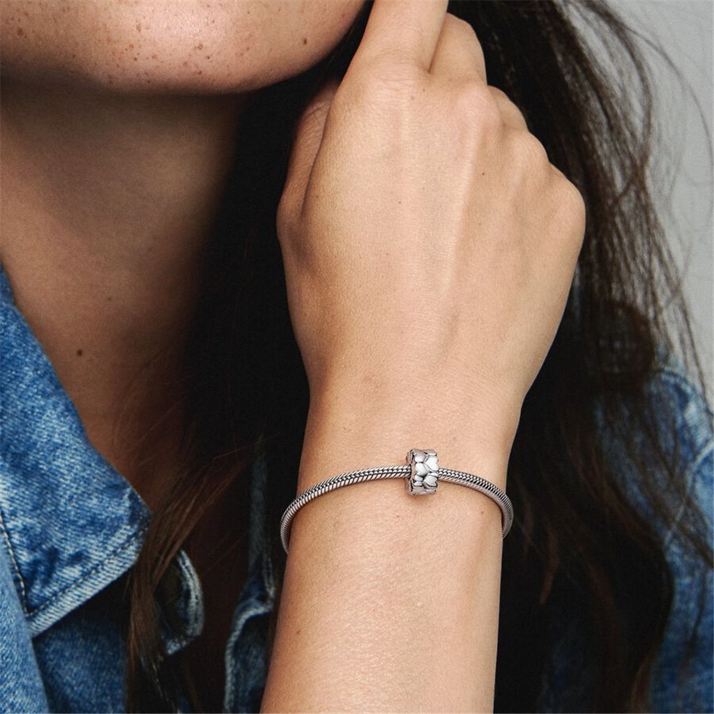 Pandora Moments Silver Heart Pattern Clip Charm