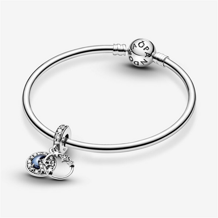 Pandora Moments Blue Night Sky Crescent Moon & Stars Love  Dangle Charm
