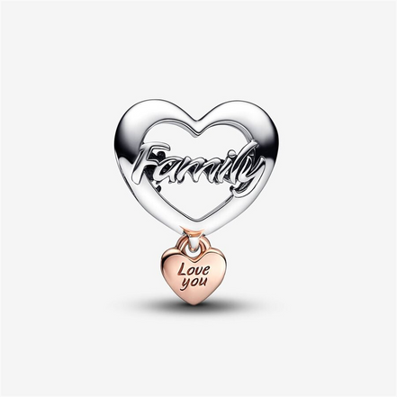 Pandora Moments "Love You Family"  Heart Charm