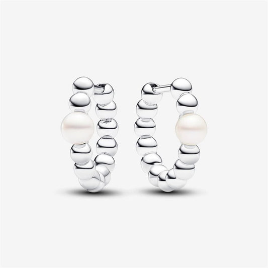Pandora Timeless Treated Freshwater Cultured Pearl & Beads Hoop Earrings