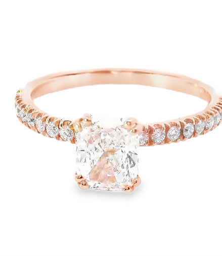 14K Rose Gold Cushion Cut Semi-mount Diamond Engagement Ring