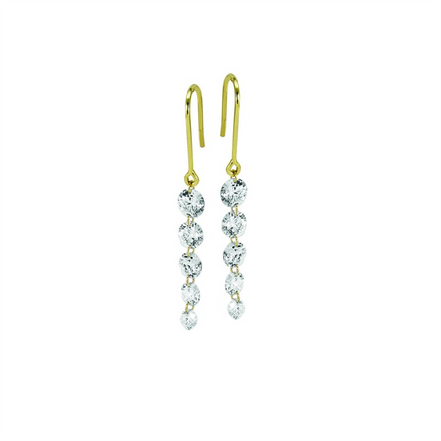 14K Yellow Gold Lab Grown 2 CT Diamond Graduating Drop Earrings