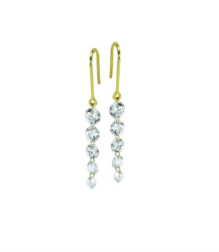 14K Yellow Gold Lab Grown 2 CT Diamond Graduating Drop Earrings