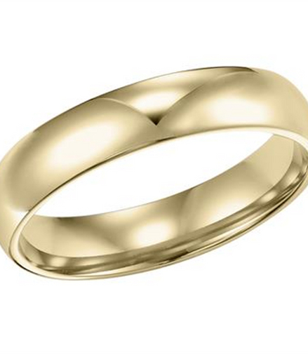 14K Yellow Gold 4MM Low Dome Comfort Fit Plain Wedding Band
