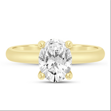 14k Yellow Gold 2 CTW Oval Cut Diamond Semi-Mount Engagement Ring