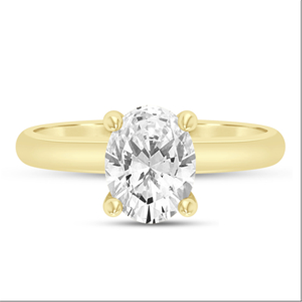 14k Yellow Gold 2 CTW Oval Cut Diamond Semi-Mount Engagement Ring