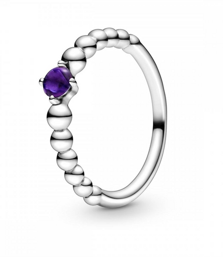 Pandora Moments February Purple Beaded Ring Size 6