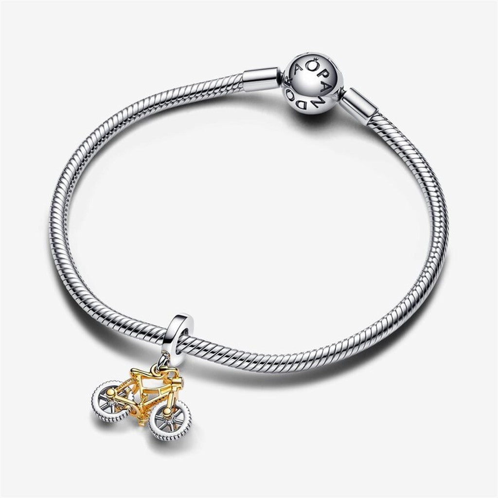Pandora Moments Two-Tone Spinning Wheels Bicycle Dangle Charm