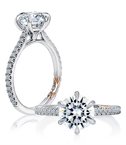 A.JAFFE 14K Gold And 6 Prong Solitaire Diamond Semi-Mount Engagement Ring