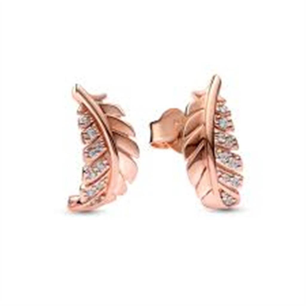 Pandora Floating Curved Feather Stud Earrings