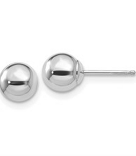 14K White Gold Polished Ball Post Earrings