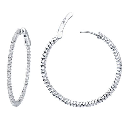 Lafonn 2.37 CTW Simulated Diamond Inside Out 45mm Hoop Earrings