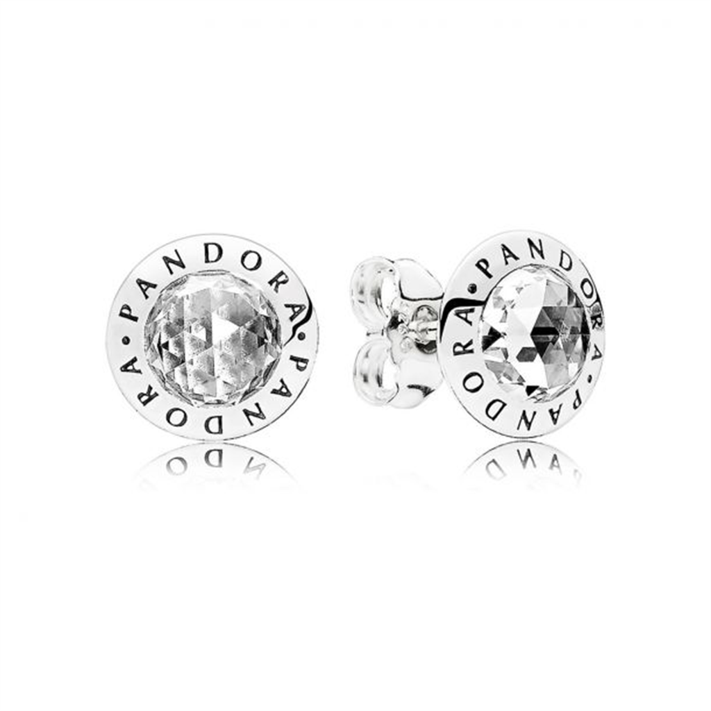 Pandora Signature Radiant Pandora Logo Stud Earrings