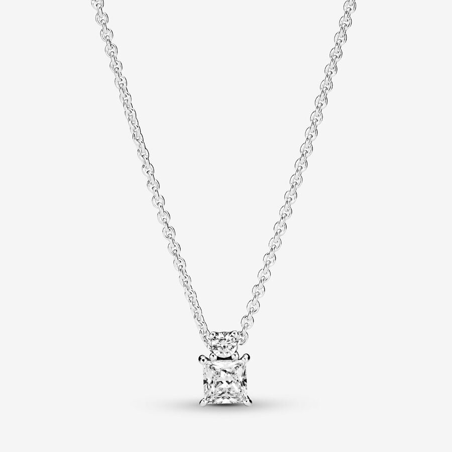 Pandora Timeless Sparkling Collier Round & Square Pendant Necklace