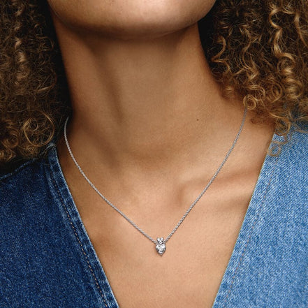 Pandora Timeless Double Heart Pendant Sparkling Collier Necklace