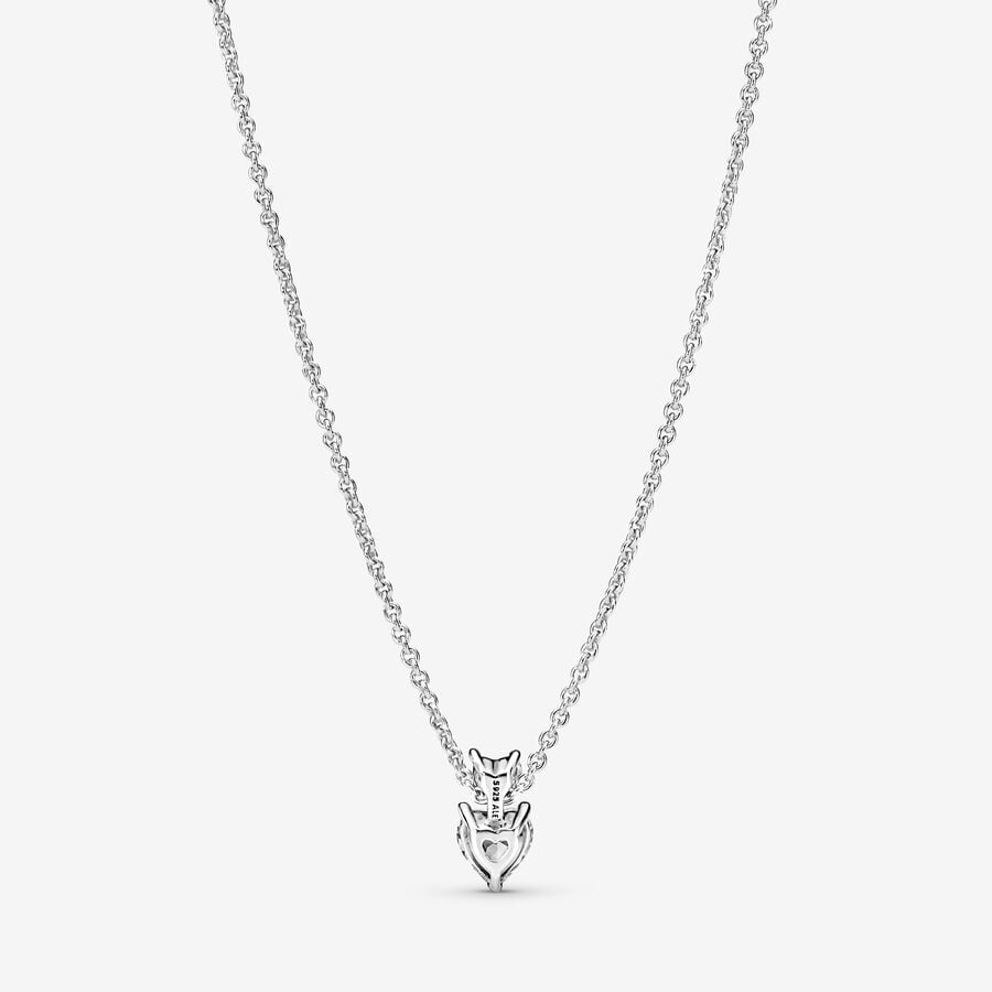 Pandora Timeless Double Heart Pendant Sparkling Collier Necklace
