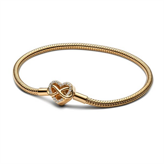 Pandora Moments Sparkling Infinity Heart Clasp Snake Chain Bracelet Size 19
