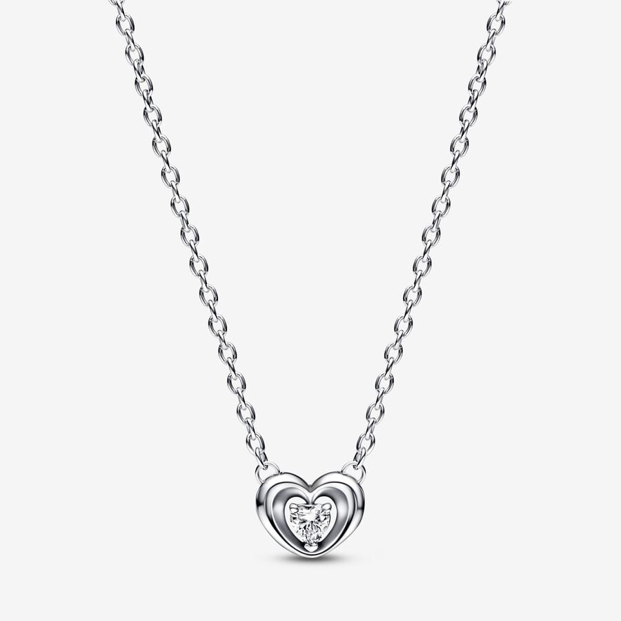 Pandora Moments Radiant Heart & Floating Stone Pendant Collier Necklace 45 cm