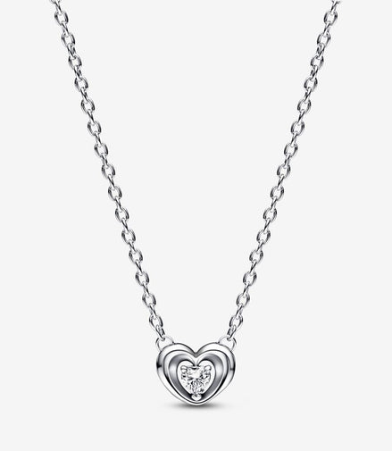 Pandora Moments Radiant Heart & Floating Stone Pendant Collier Necklace 45 cm