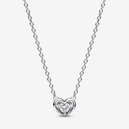 Pandora Moments Radiant Heart & Floating Stone Pendant Collier Necklace 45 cm