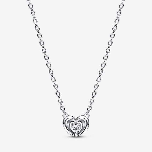 Pandora Moments Radiant Heart & Floating Stone Pendant Collier Necklace 45 cm