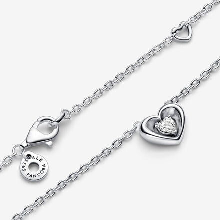 Pandora Moments Radiant Heart & Floating Stone Pendant Collier Necklace 45 cm