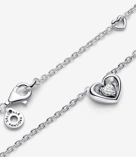 Pandora Moments Radiant Heart & Floating Stone Pendant Collier Necklace 45 cm