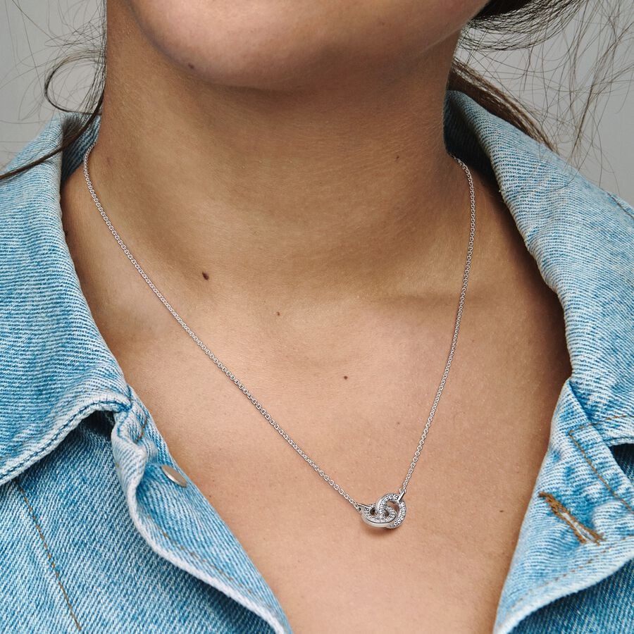 Pandora Signature Intertwined Pavé Pendant Necklace 45 cm
