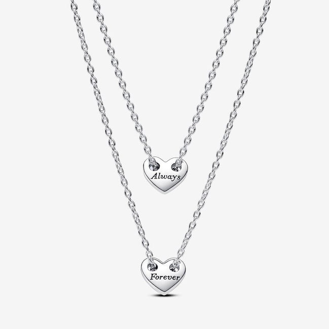 Pandora Moments Forever & Always Splittable Heart Collier Necklaces
