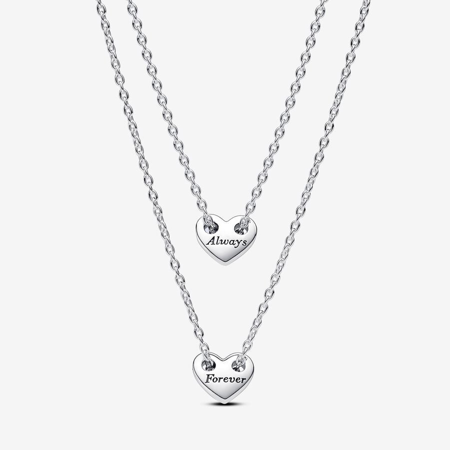 Pandora Moments Forever & Always Splittable Heart Collier Necklaces